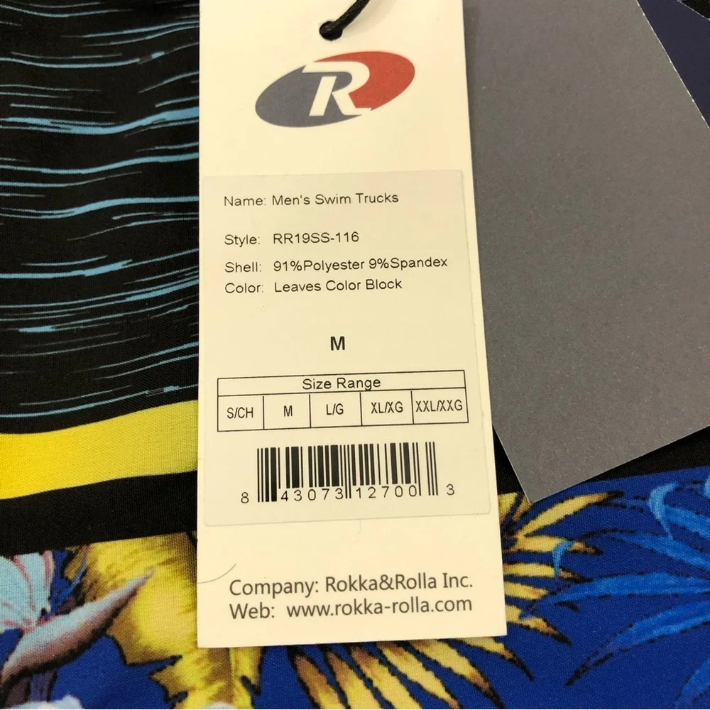 Rokka&Rolla 4 Way Stretch Black Blue Floral Surf Swim Trunks Board Shorts Men 33